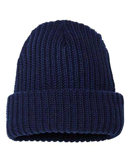 12" Chunky Cuffed Beanie - Navy Back