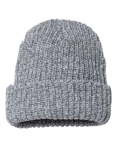 12" Chunky Cuffed Beanie - Grey/ White Speckled Back
