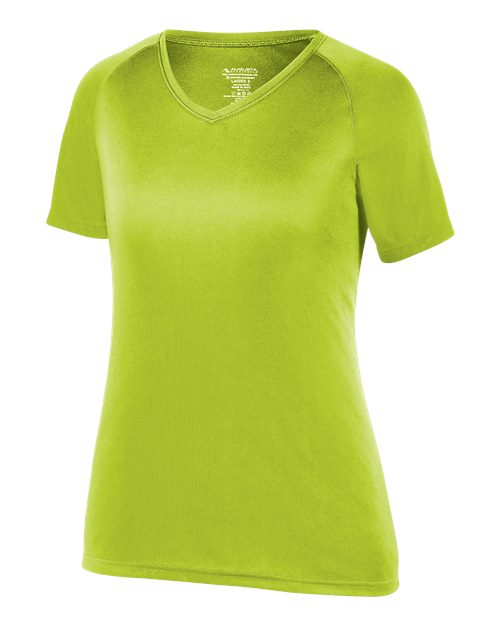 Women's Attain Wicking V-Neck T-Shirt - Lime Front