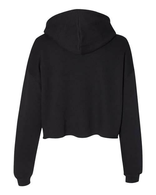 Women's Crop Fleece Hoodie Sweatshirt - Black Back