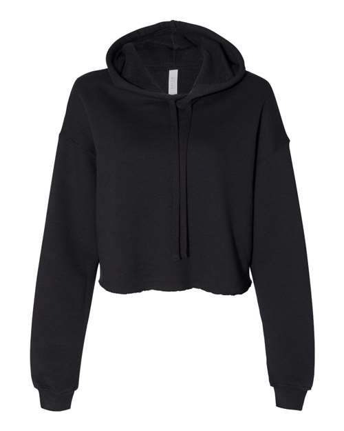 Women's Crop Fleece Hoodie Sweatshirt - Black Front