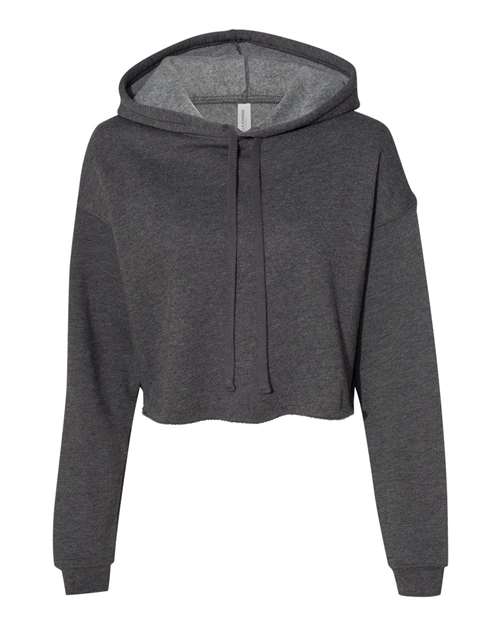 Women's Crop Fleece Hoodie Sweatshirt - Dark Grey Heather Front