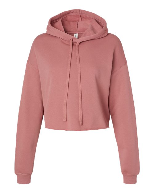 Women's Crop Fleece Hoodie Sweatshirt - Mauve Front