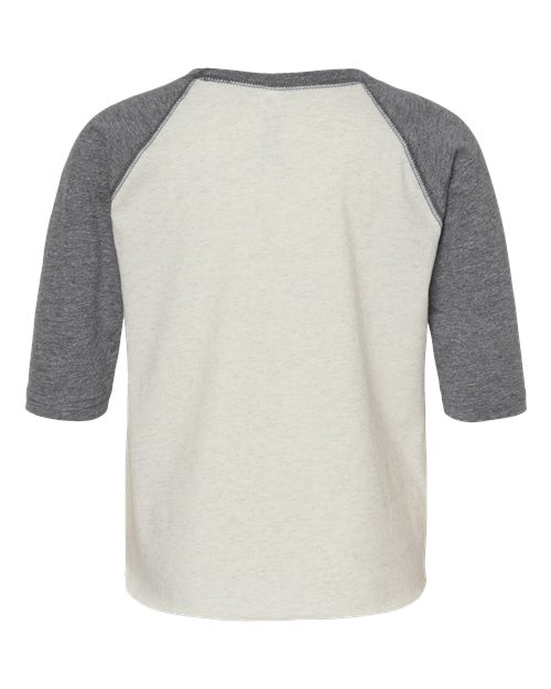 Toddler Baseball Fine Jersey Three-Quarter Sleeve Tee - Natural Heather/ Granite Heather Back