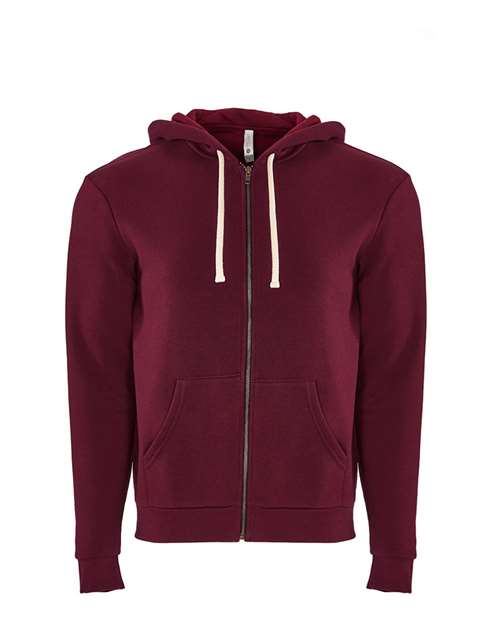 Unisex Santa Barbara Full-Zip Hoodie Sweatshirt - Maroon Front