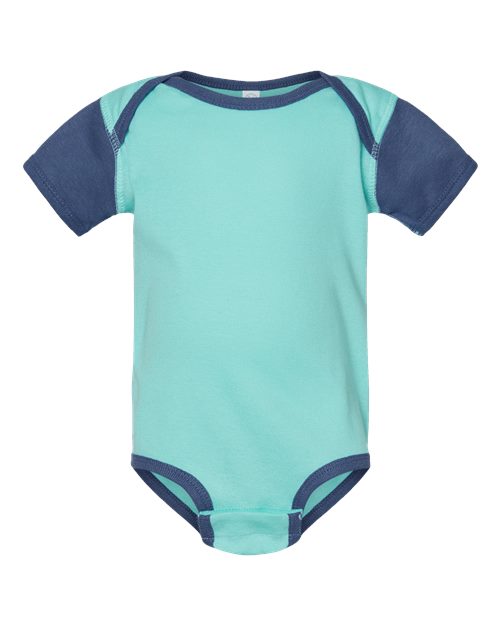 Infant Baby Rib Bodysuit - Chill/ Indigo Front