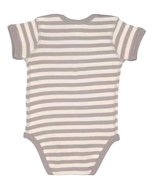 Infant Baby Rib Bodysuit - Titanium/ Natural Stripe Back