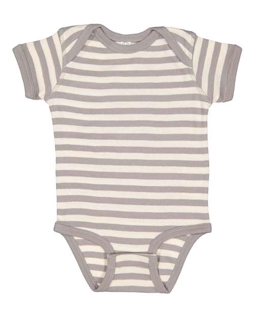 Infant Baby Rib Bodysuit - Titanium/ Natural Stripe Front