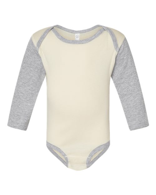 Infant Long Sleeve Baby Rib Bodysuit - Natural/ Heather Front