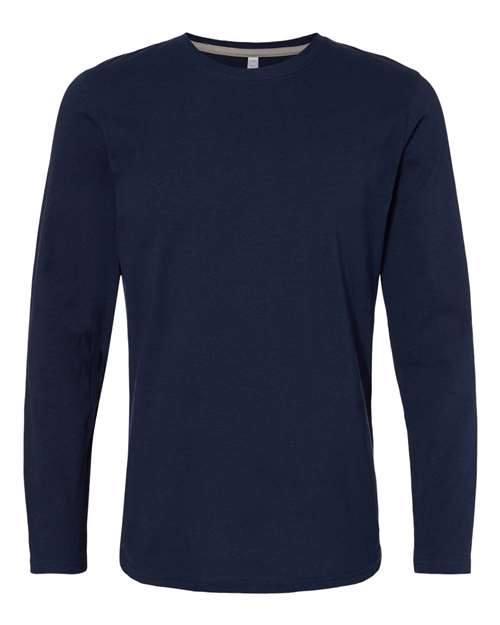 Men's Fine Jersey Long Sleeve Tee - Navy Front