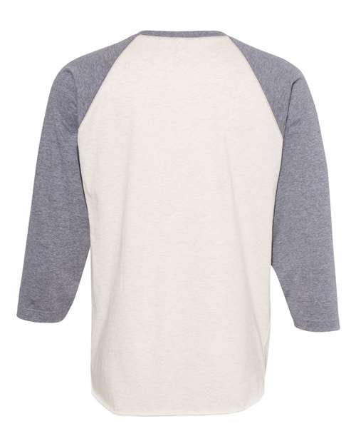 Men's Baseball Fine Jersey Three-Quarter Sleeve Tee - Natural Heather/ Granite Heather Back
