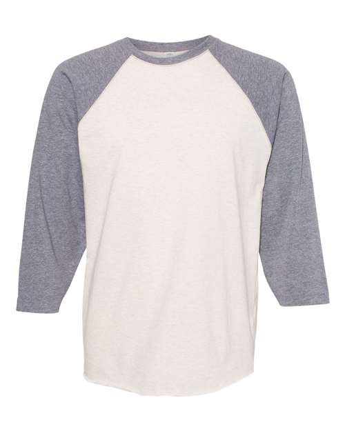 Men's Baseball Fine Jersey Three-Quarter Sleeve Tee - Natural Heather/ Granite Heather Front
