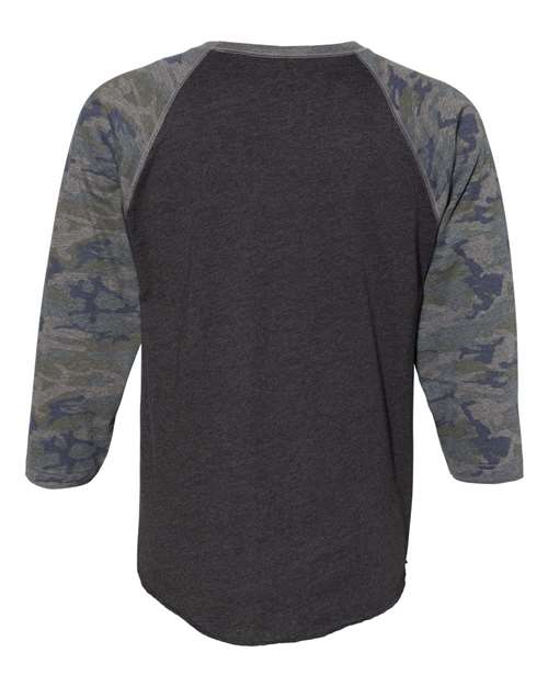 Men's Baseball Fine Jersey Three-Quarter Sleeve Tee - Vintage Smoke/ Vintage Camo Back