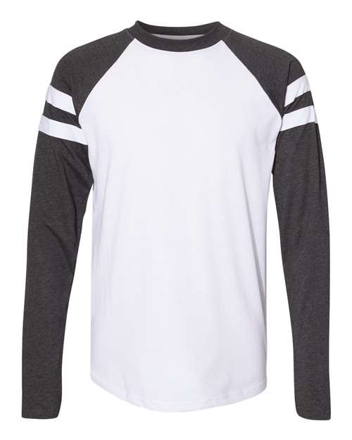 Unisex Fine Jersey Mash Up Long Sleeve Tee - Blended White/ Vintage Smoke Front