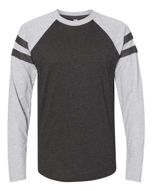 Unisex Fine Jersey Mash Up Long Sleeve Tee - Vintage Smoke/ Vintage Heather Front