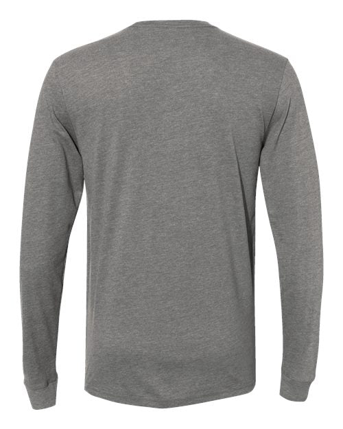 Unisex Sueded Long Sleeve T-Shirt - Dark Heather Grey Back