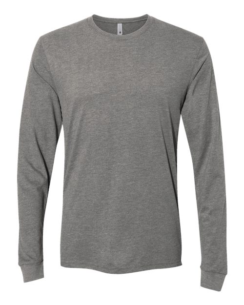 Unisex Sueded Long Sleeve T-Shirt - Dark Heather Grey Front