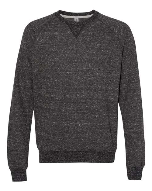 Unisex Snow Heather French Terry Crewneck Sweatshirt - Black Ink Front
