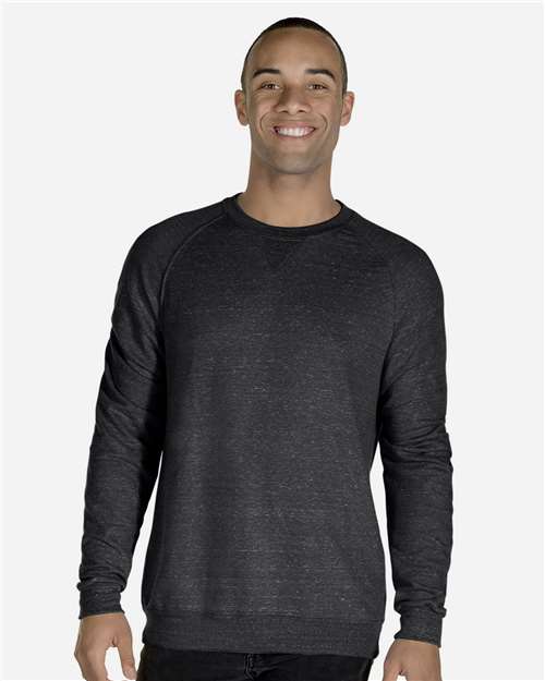 JERZEES Unisex Snow Heather French Terry Crewneck Sweatshirt - Model Front