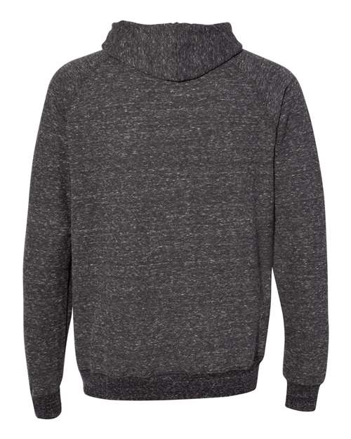 Unisex Snow Heather French Terry Raglan Hooded Sweatshirt - Black Ink Back