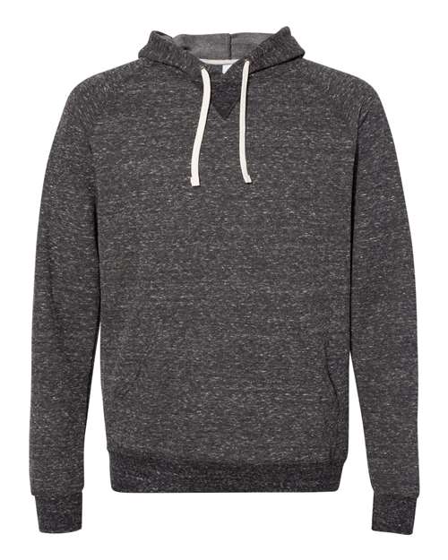 Unisex Snow Heather French Terry Raglan Hooded Sweatshirt - Black Ink Front