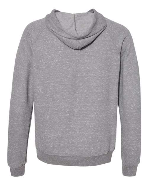 Unisex Snow Heather French Terry Raglan Hooded Sweatshirt - Charcoal Back