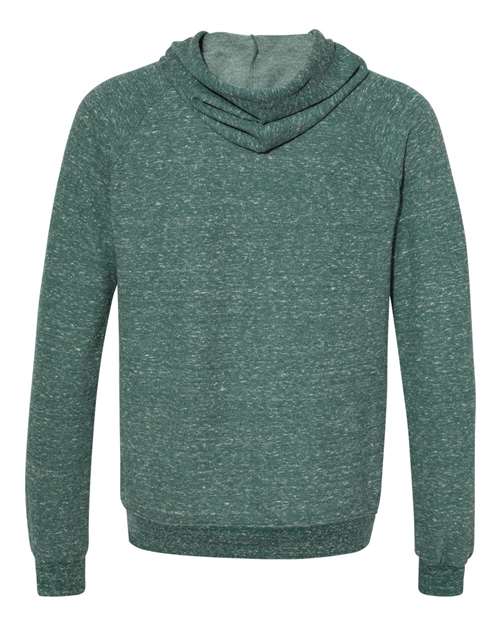 Unisex Snow Heather French Terry Raglan Hooded Sweatshirt - Forest Green Back
