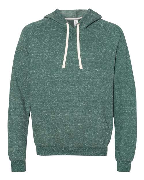 Unisex Snow Heather French Terry Raglan Hooded Sweatshirt - Forest Green Front