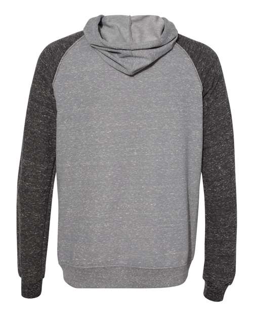 Unisex Snow Heather French Terry Raglan Hooded Sweatshirt - Charcoal/ Black Ink Back