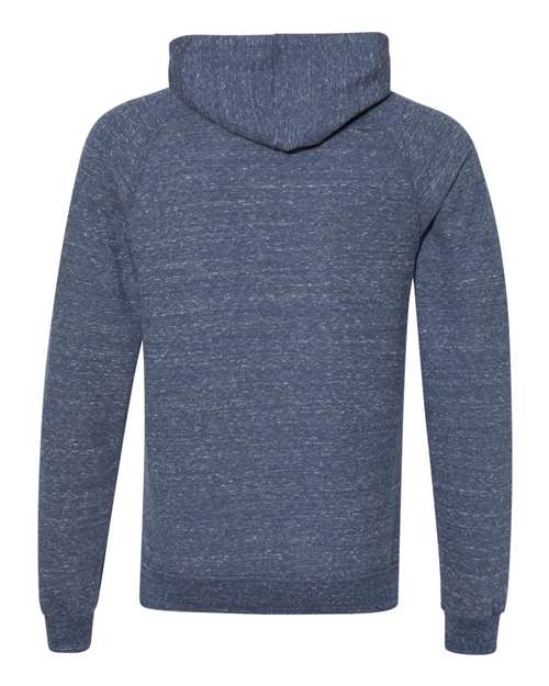 Unisex Snow Heather French Terry Raglan Hooded Sweatshirt - Navy Back