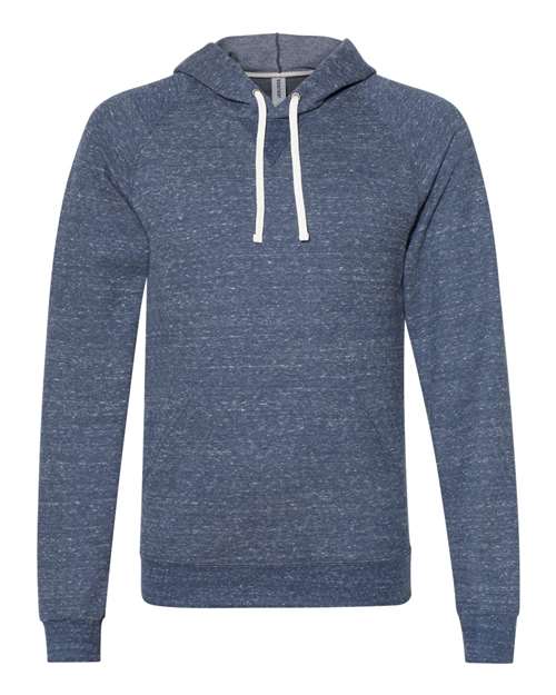Unisex Snow Heather French Terry Raglan Hooded Sweatshirt - Navy Front