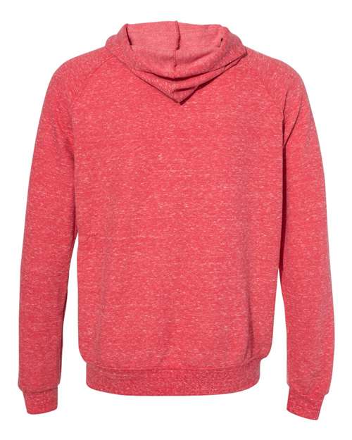 Unisex Snow Heather French Terry Raglan Hooded Sweatshirt - Red Back