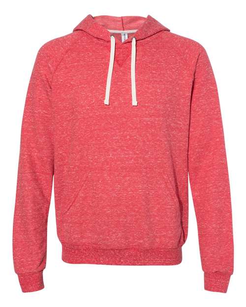 Unisex Snow Heather French Terry Raglan Hooded Sweatshirt - Red Front