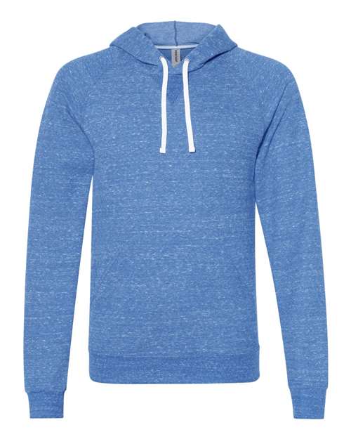Unisex Snow Heather French Terry Raglan Hooded Sweatshirt - Royal Front