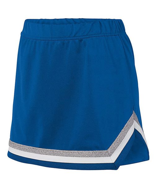 Girls' Pike Cheer Skirt - Dark Green/ White/ Metallic Silver Front