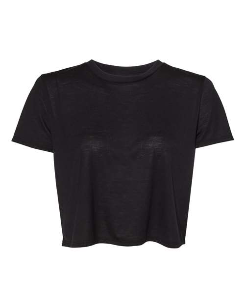 BELLA + CANVAS Women’s Flowy Crop Tee - Black Front