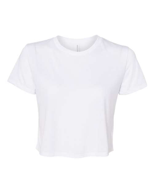 BELLA + CANVAS Women’s Flowy Crop Tee - White Front