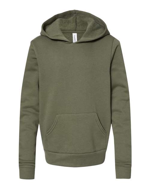 Youth Sponge Fleece Hoodie Sweatshirt - Military Green Front