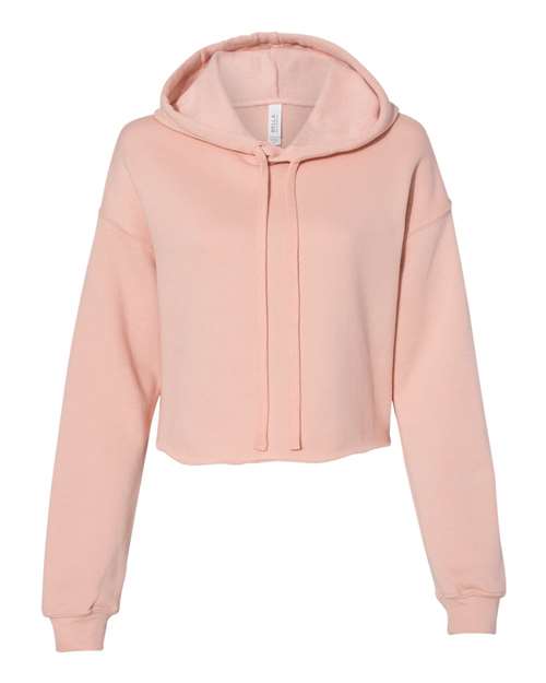 Women's Crop Fleece Hoodie Sweatshirt - Peach Front