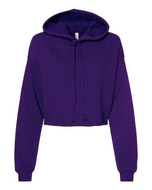 Women's Crop Fleece Hoodie Sweatshirt - Team Purple Front