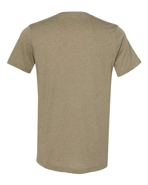 Unisex Triblend V-Neck Tee - Olive Triblend Back