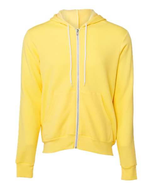 Unisex Sponge Fleece Full-Zip Hoodie Sweatshirt - Yellow Front
