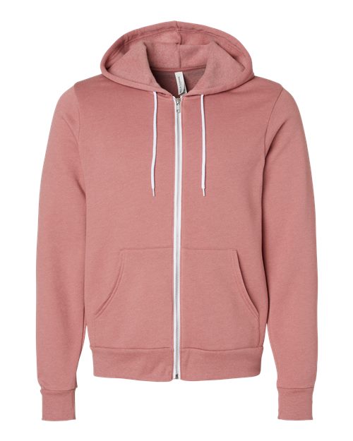Unisex Sponge Fleece Full-Zip Hoodie Sweatshirt - Heather Mauve Front
