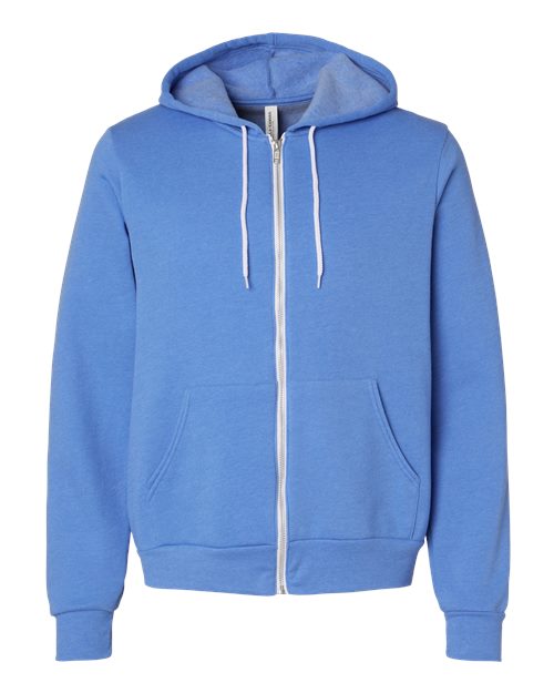 Unisex Sponge Fleece Full-Zip Hoodie Sweatshirt - Heather Columbia Blue Front