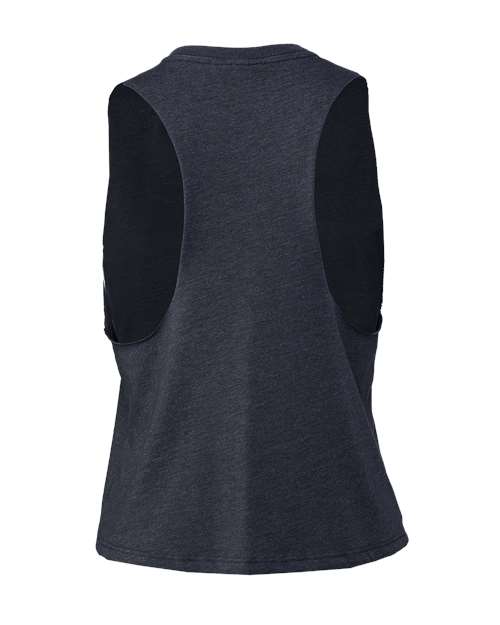 Women's Racerback Crop Tank - Heather Navy Back