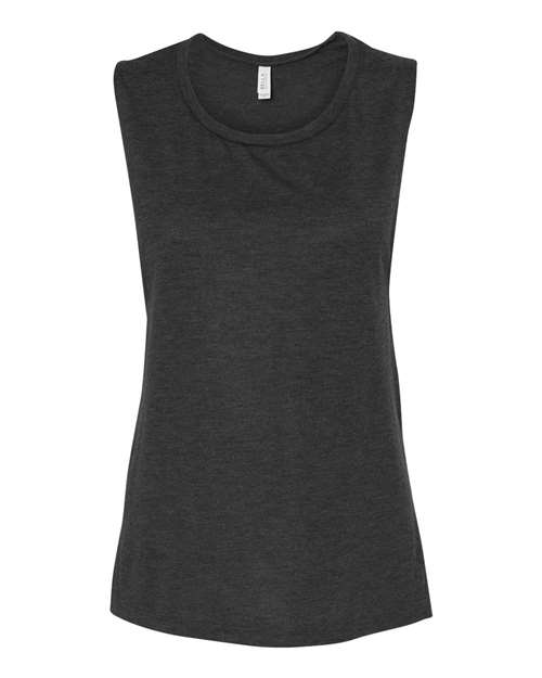 Women's Flowy Scoop Muscle Tank - Dark Grey Front