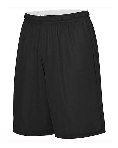 Youth Reversible Wicking Shorts - Black/ White Front