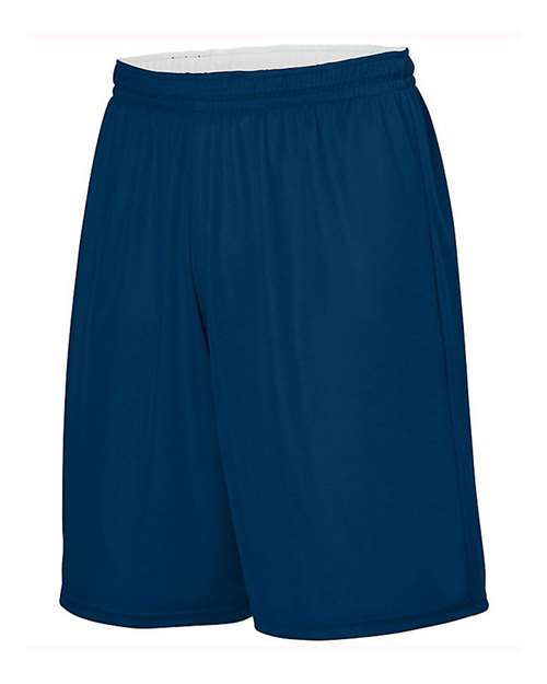 Youth Reversible Wicking Shorts - Navy/ White Front