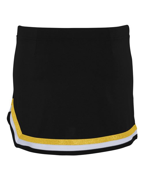 Girls' Pike Cheer Skirt - Black/ White/ Metallic Gold Back