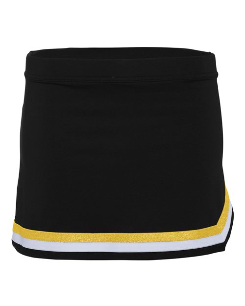 Girls' Pike Cheer Skirt - Black/ White/ Metallic Gold Front